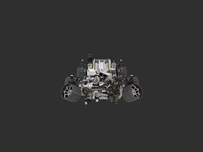 Car Chassis Featuring Mechanical Components And Wheel Structure Design 3d model