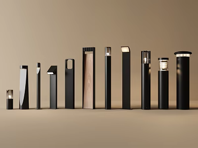 Stylish Outdoor Lights Collection Featuring Various Designs Shapes Materials And Illuminated Features 3d model