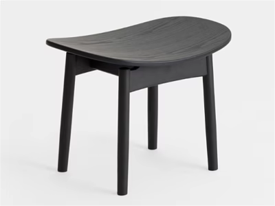 Modern Minimalist Wooden Stool With Curved Seat And Sleek Black Legs 3d model