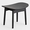 Modern Minimalist Wooden Stool With Curved Seat And Sleek Black Legs