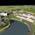 Aerial Planning of Green Spaces Farmland and Rivers with Building Layout Design