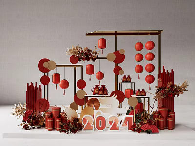 Spring Festival Dragon Year New Year Activity Landscape Beauty Chen SU Model 3d model