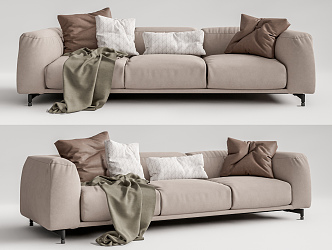 Modern three-seat sofa multiplayer sofa 3d model