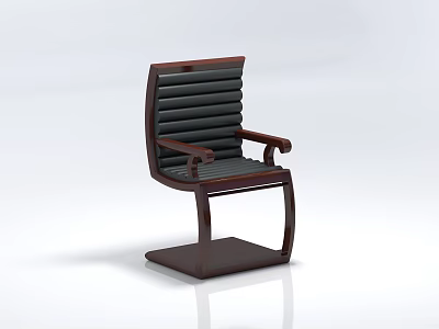 Modern Single Chair With Wooden Frame Black Cushion And Armrests Design 3d model