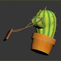 Green Cactus With Smiling Face And Orange Flower In Orange Pot Wooden Sign Free Hugs