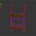 Wooden Device With Two Vertical Handles And Double Layers Of Metal Spikes On Base