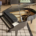 Musical Instruments and Art Supplies with Pianos Violin Keyboard in Bright Studio