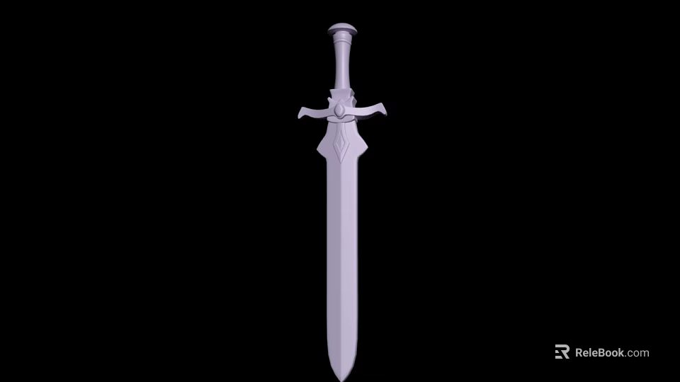 Medieval Decorative Sword With Cross Hilt Rounded Pommel And Metal Blade Design 3d model 