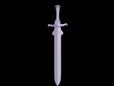 Medieval Decorative Sword With Cross Hilt Rounded Pommel And Metal Blade Design 3d model