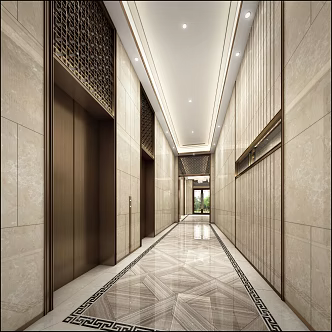 modern elevator hall 3d model