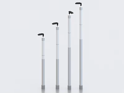 Roadside Safety Bollards In Various Heights With White Bodies And Black Tops For Traffic Control 3d model