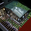 Luxurious Villa Balcony Space With Outdoor Seating Green Plants And Decorative Lights
