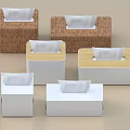 Various Design Tissue Boxes With Wooden And White Textures For Home Use
