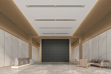 Modern Hall Office Lobby 3d model