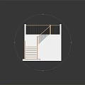 Minimalist Wooden Staircase With White Handrail And Black Metal Railing Design