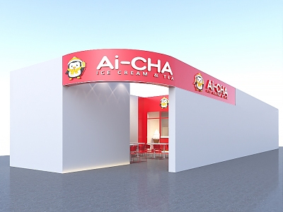 Red Milk Tea Shop Honey Snow 3d model