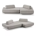 Light Gray Fabric Modular Sectional Sofa With Modern Geometric Design And Comfortable Cushions
