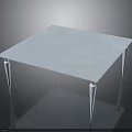 White Square Table With Conical Legs Glossy Smooth Surface And Dark Background 3d model