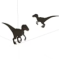 Two Gray Dinosaurs Standing And Walking On Plain White Background 3d model