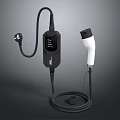 Portable Electric Car Charger With Digital Display And White Connector Charging Cable