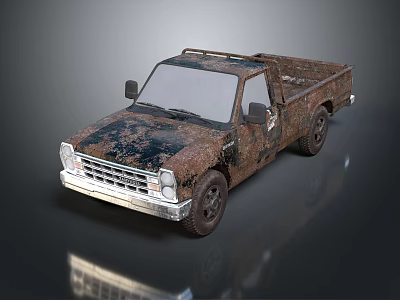Rusty Old Pickup Truck With Weathered Exterior And Chrome Bumper 3d model