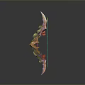 Decorative Orange and Green Bow with Intricate 3D Rendered Weapon Design Details