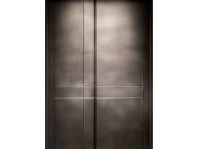 Modern Dark Metal Double Door With Vertical Lines And Horizontal Accent 3d model