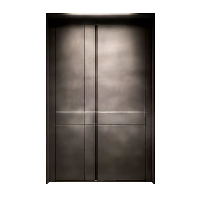 Modern Dark Metal Double Door With Vertical Lines And Horizontal Accent 3d model