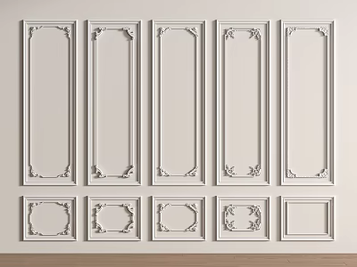 Decorative Wainscoting Panels With Various Ornate Frame Designs For Interior Decor 3d model