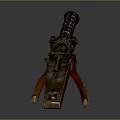 Antique Machine Gun Displayed On Wooden Stand With Vintage Military Design And Historical Look