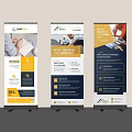 Professional Marketing Banner Stands With Lead Gen Content Person Images And Promotions