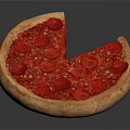 Pepperoni Pizza With Missing Slice And Crispy Crust Topped With Tomato Sauce