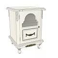 White Classical Decorative Cabinet With Arched Glass Panel And Carved Details
