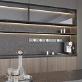 Modern Dark Wooden Sideboard With Glass Doors LED Lighting And Dining Room Storage