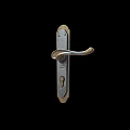 Modern Metal Door Handle with Keyhole Isolated on Black Background