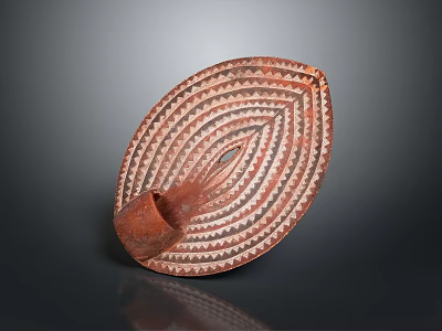 Traditional Handcrafted Wooden Vessel With Intricate Geometric Patterns And Earthy Tones 3d model