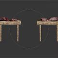 Two Rustic Wooden Coffee Tables With Red And Pink Petal Decorations