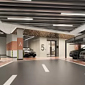 Spacious Indoor Parking Garage With Parked Cars Zone A Markers And Bright Ceiling Lights