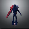 Blue Sci Fi Character With Red And Pink Mechanical Parts 3D Model Design