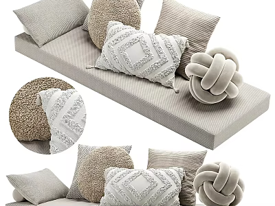 Sofa Decorated With Various Textured Throw Pillows 3d model