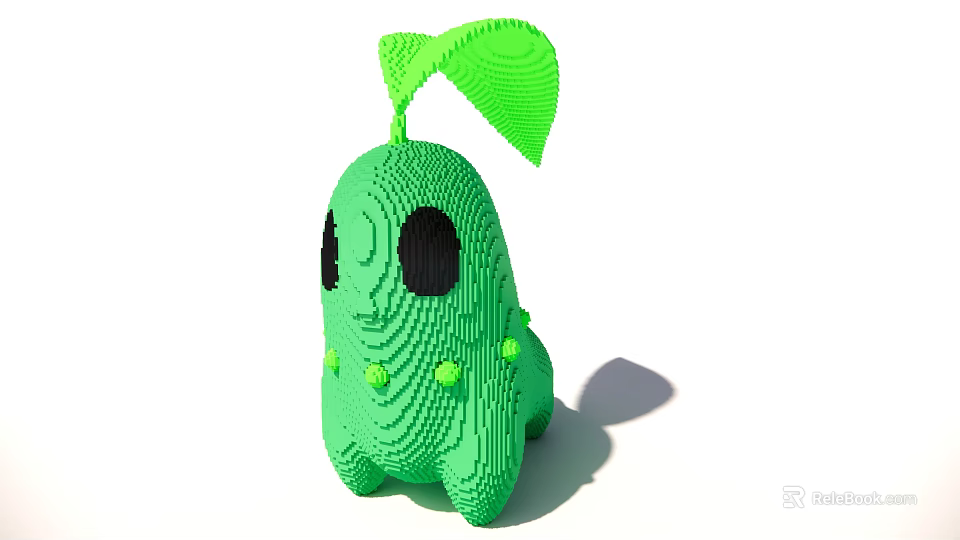 Adorable Green Cartoon Decorative Ornament Set With Leaf And Dots For Home Decoration 3d model 
