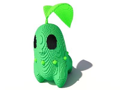 Adorable Green Cartoon Decorative Ornament Set With Leaf And Dots For Home Decoration 3d model