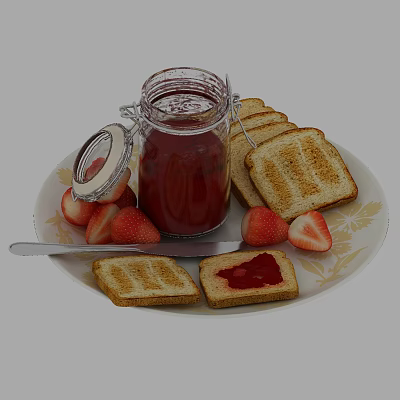 Modern Food Strawberry Bread Plate 3d model Modern Food Strawberry Bread Plate 3d model
