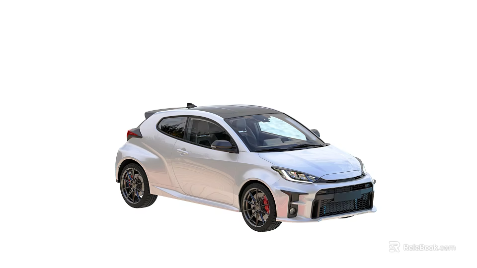 Silver Small Sports Car With Black Roof And Black Wheels In Modern Sporty Design 3d model 