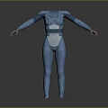 Blue Fitted Weapon Combat Suit With Mesh And Line Design Details