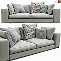 Gray Two-seater Fabric Sofa With Modern Patterned Cushions And Comfortable Design 3d model