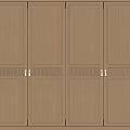 Light Wood Grain Wooden Wardrobe With Four Door Lattice Decoration And Smooth Surface