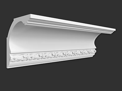 White Decorative Architectural Component With Carved Ornate Details And Smooth Surface 3d model