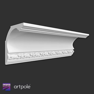 White Decorative Architectural Component With Carved Ornate Details And Smooth Surface 3d model
