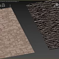 Floor Tile Components With Beige And Black Marble Patterns And Metal Frames